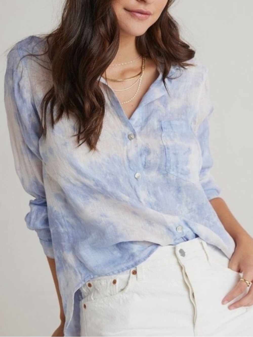 Bella Dahl linen watercolor button up blouse